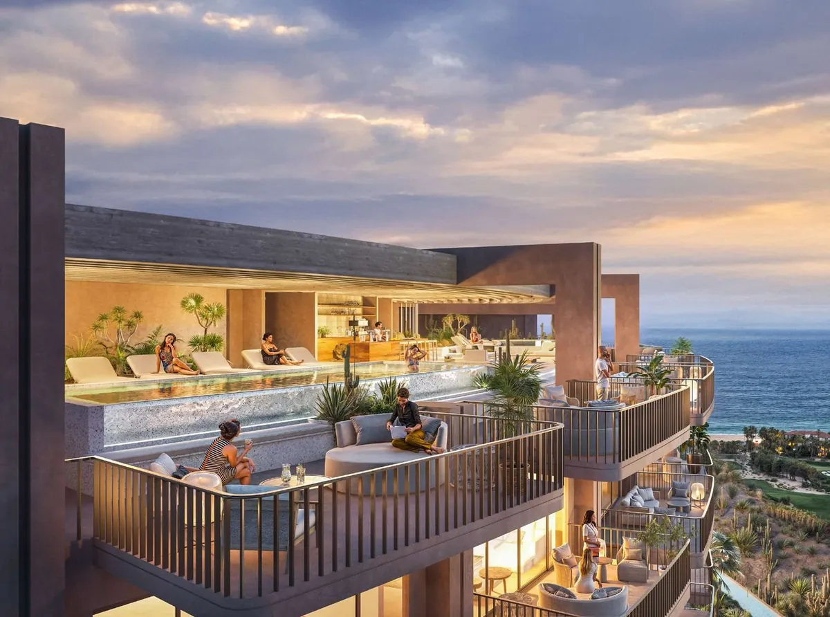 Sunset terrace at the Live Aqua hotel, DUNNA