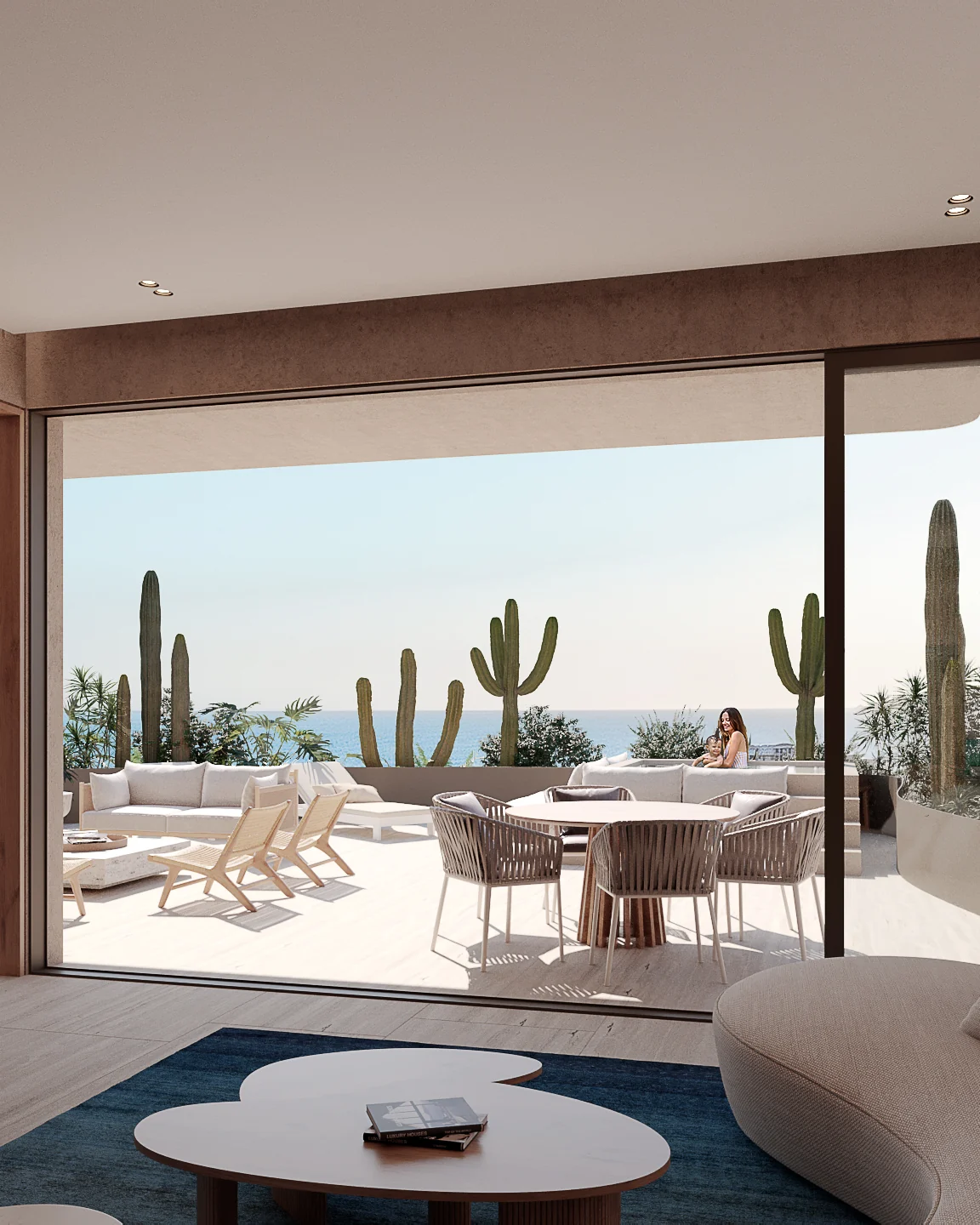 Terrace Residence living room opening onto the garden terrace
